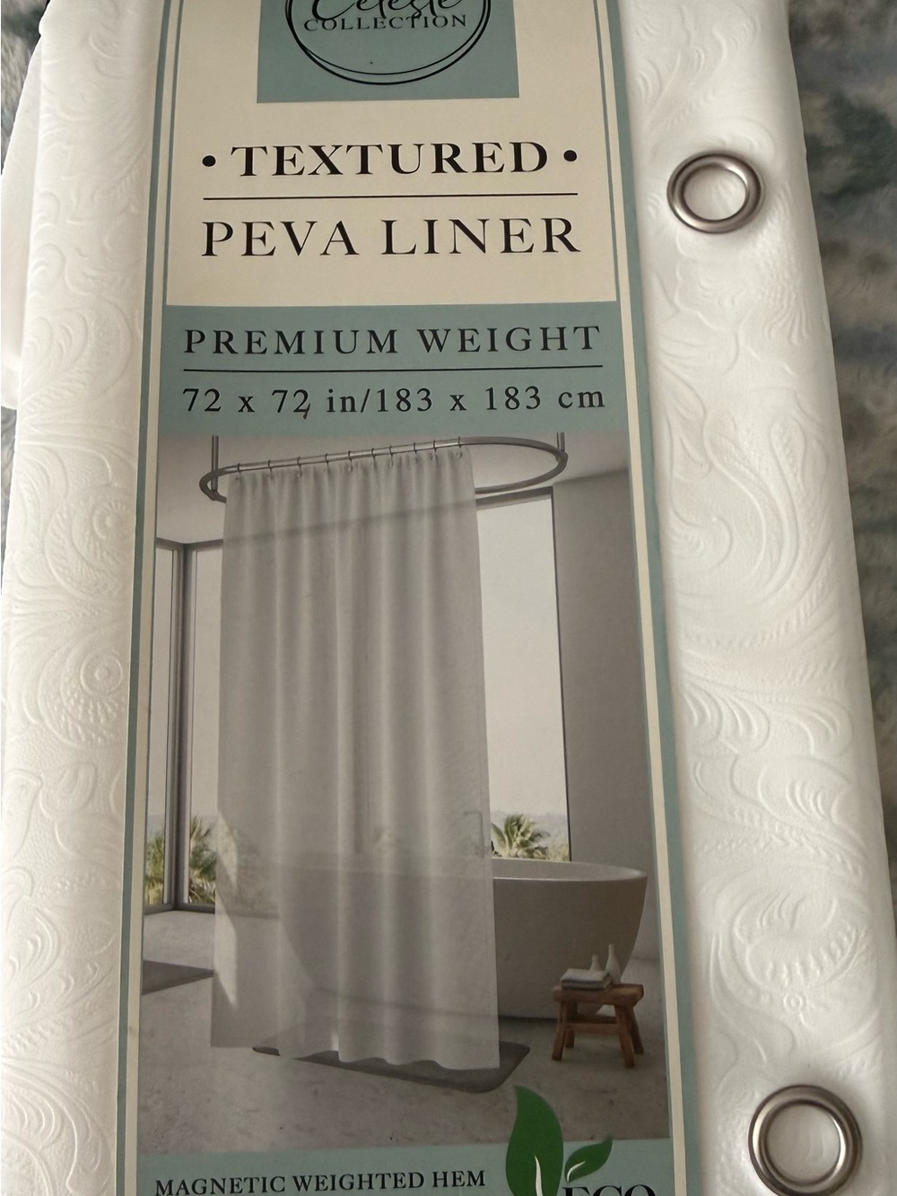Textured White PEVA Shower Curtain Liner